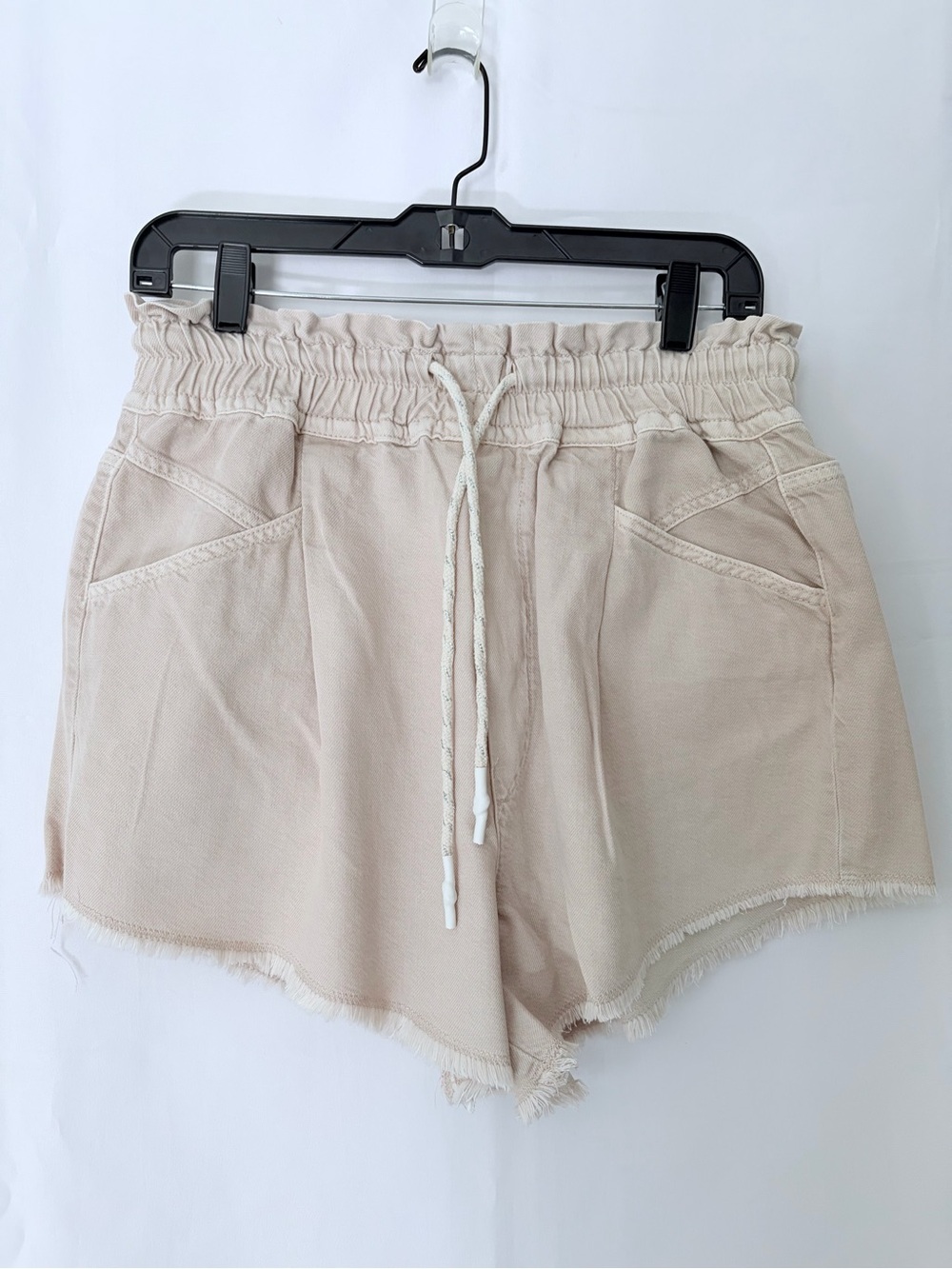 Anthropologie High-Rise Drawstring Shorts in Light Sand - Picture 4 of 10